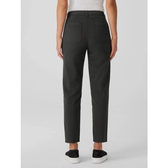 Eileen Fisher Organic Cotton Hemp Tapered Pant Seaweed Green - Picture 12 of 13